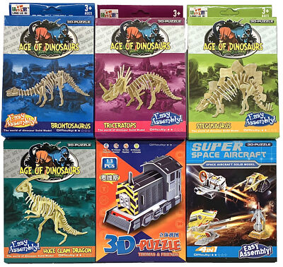 Kids  3D Puzzle Lot Of 6 Spaceships Dinosaurs Thomas/Friends Educational