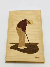 Hudson River Inlay Golfer Golf Putter Wood Marquetry Nelson Art