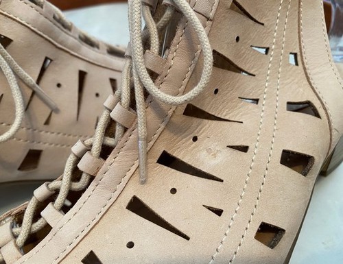 Earth Nude Nubuck Leather Kristen Lace-up Peep-toe Sandal 12 Sale - Picture 3 of 4