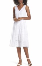 Eliza J White Eyelet Fit & Flare Dress ( Size 10 )