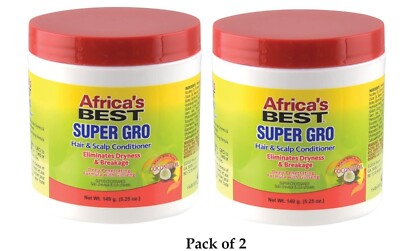 2 x Africa's Best Super Gro Hair & Scalp Conditioner, Kokosöl 5,25 oz/149g