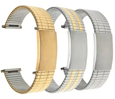 Bandini Steel Stretch Watch Band Expansion Strap Adjustable Silver, Gold 18-22mm