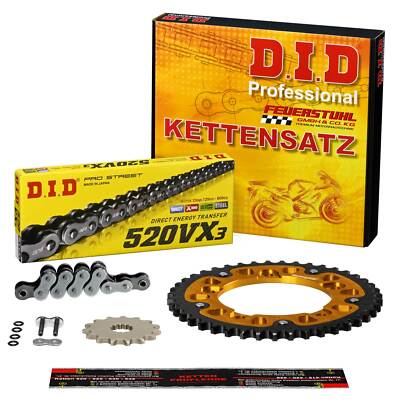 Kettensatz Kawasaki Ninja 250 R (EX250K) 08-14, DID EXTRA verstärkt Stealth gold