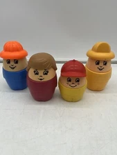 Lot of 4 Vintage Step2 Chunky Little People Family Mom Fireman Construction Boy