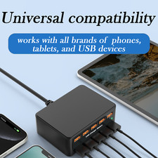 10-Port USB Charger 60W Fast Multi Port Charging Plug for Phones Tablets Mobile