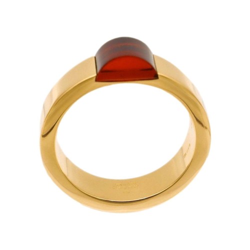 Gucci 18 Karat Gelbgold Cabochon Granat 5 mm Band Ring - Bild 7 von 11