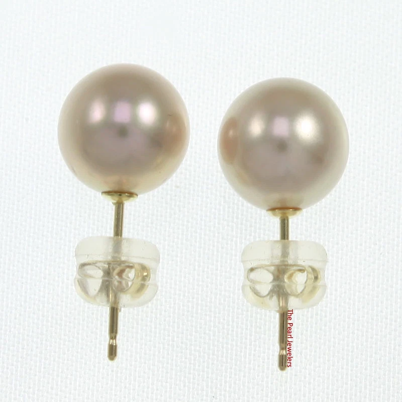 AAA 8–8.5 mm High Luster Lavender Cultured Pearl Stud Earrings - Image 2 of 4
