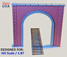 HO Scale Red Brick Single Train Tunnel Portal - H0 Model Railroad Scenery 1:87