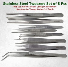 8Pc Science Lab Forceps Stainless Steel Tweezers Surgical Veterinary Instruments