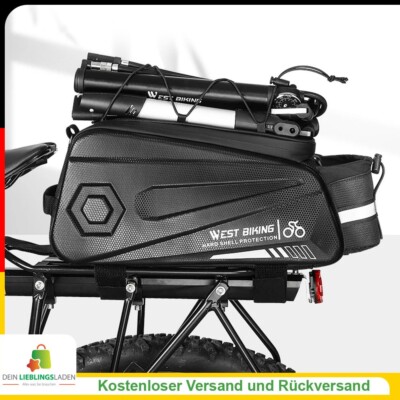 WEST Wasserdichte Hard Shell Fahrrad-Hecktasche 8.6L   Reflektierend & robust