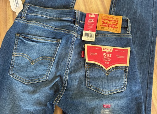 NWT Levi's 510 Skinny Stretch Jeans Boys Size 14 (27x29) Blue Stretch Denim - Picture 2 of 5