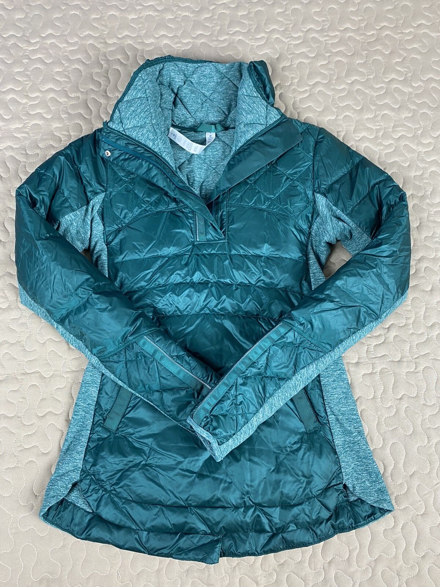 Lululemon Athletica Goose Down For A Run Pullover Anorak Jacket Sz XS Teal