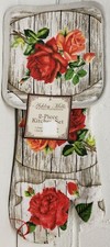 2 pc PRINTED KITCHEN SET: 1 OVEN MITT 1 POT HOLDER, FLOWERS, AsM