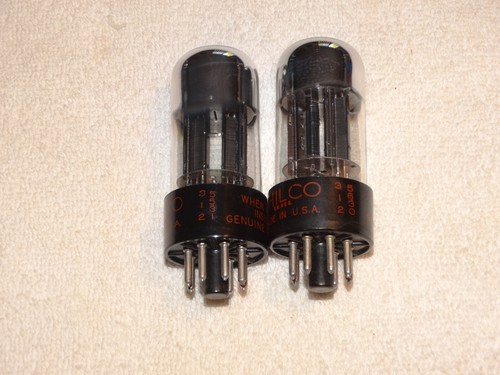 2 x 6SN7gtb Sylvania Tubes*Blk Plates*Very Strong Matched Pair*1950s*Tall Boy*#4 - Picture 4 of 4