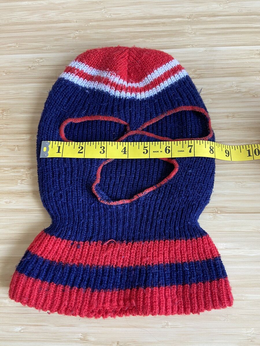 Vintage Knit Robber Ski Mask 3 Hole Balaclava With Pom Pom 80s 90s Vintage Knit Robber Ski Mask 3 Hole Balaclava With Pom Pom 80s 90s