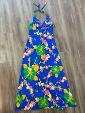 VINTAGE 1960s FLORAL PRINT BATHING SUIT MAXI DRESS Sz Small XS