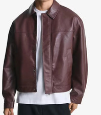 Men's Modern Minimalist Black Genuine Leather Jacket Classic Bomber Outerwear