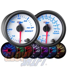 GlowShift 52mm White 7 Color 60PSI Boost + 1500F EGT Pyrometer Diesel Gauge Set