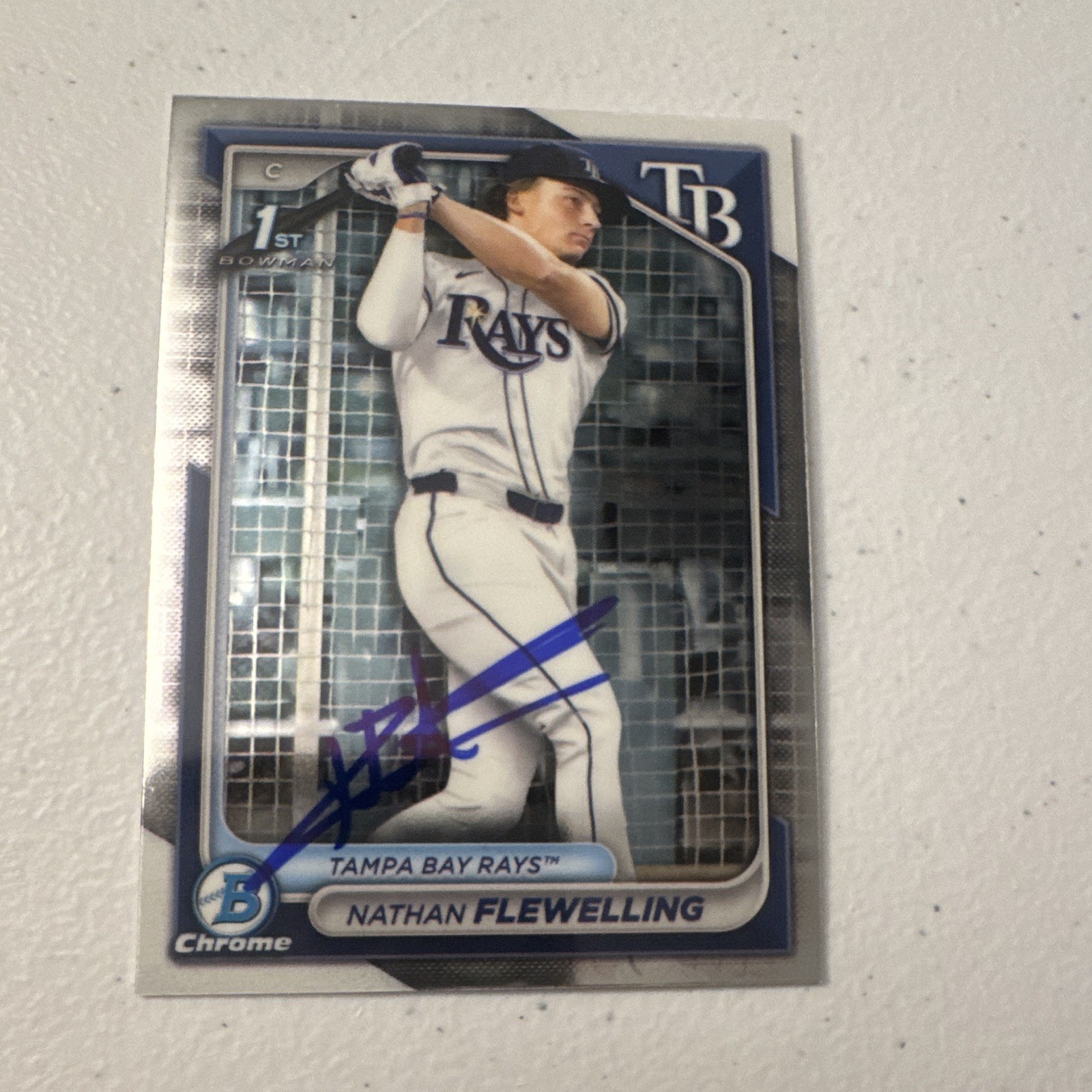 Bowman Draft 2024 Chrome Prospect ip Auto Nathan Flewelling Rays CPA-NF
