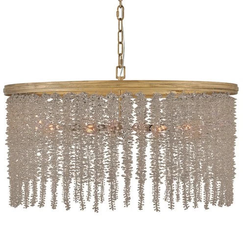 Fredrick Ramond FR41494 Rubina 6 Light 30"W Crystal Drum - Burnished Gold / - Picture 1 of 2