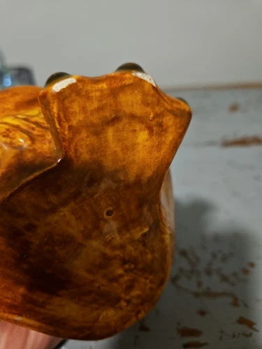 Vintage 1970's Orange Ceramic Big Mouth Frog Sponge Holder - Picture 10 of 11