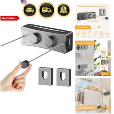 Retractable Clothesline Indoor Outdoor 16.7 Ft Stainless Steel Wall Mounted D...