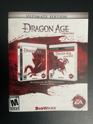 Dragon Age Origins Ultimate Edition PS3 PlayStation 3 Instruction Manual Only