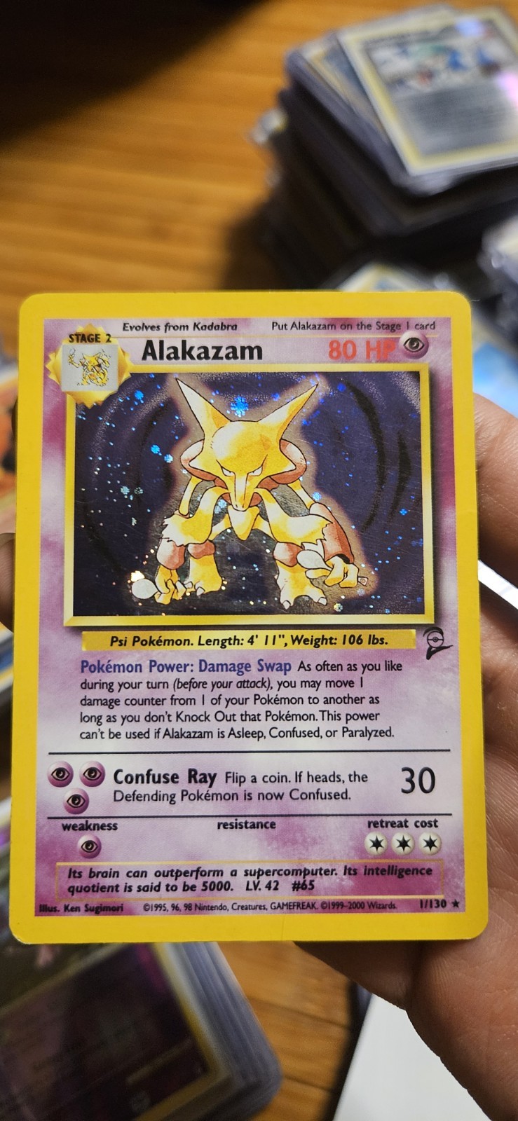Vintage Pokémon Alakazam 1/130 Base Set 2 Holo Rare