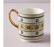 Anthropologie Garden Bistro Bee mugs, set of 2