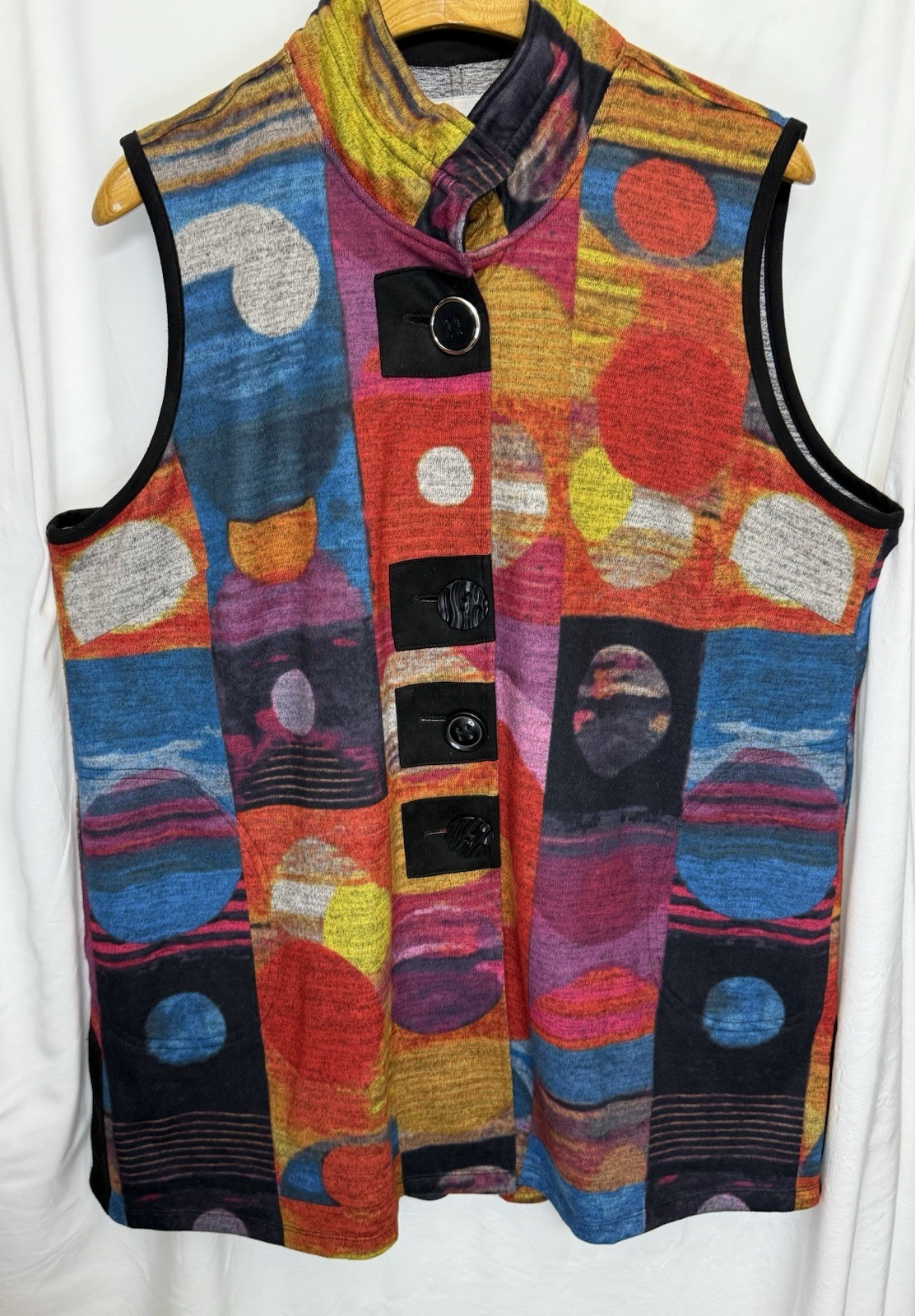 John Mark Multicolor Geometric Button-Front Knit … - image 9