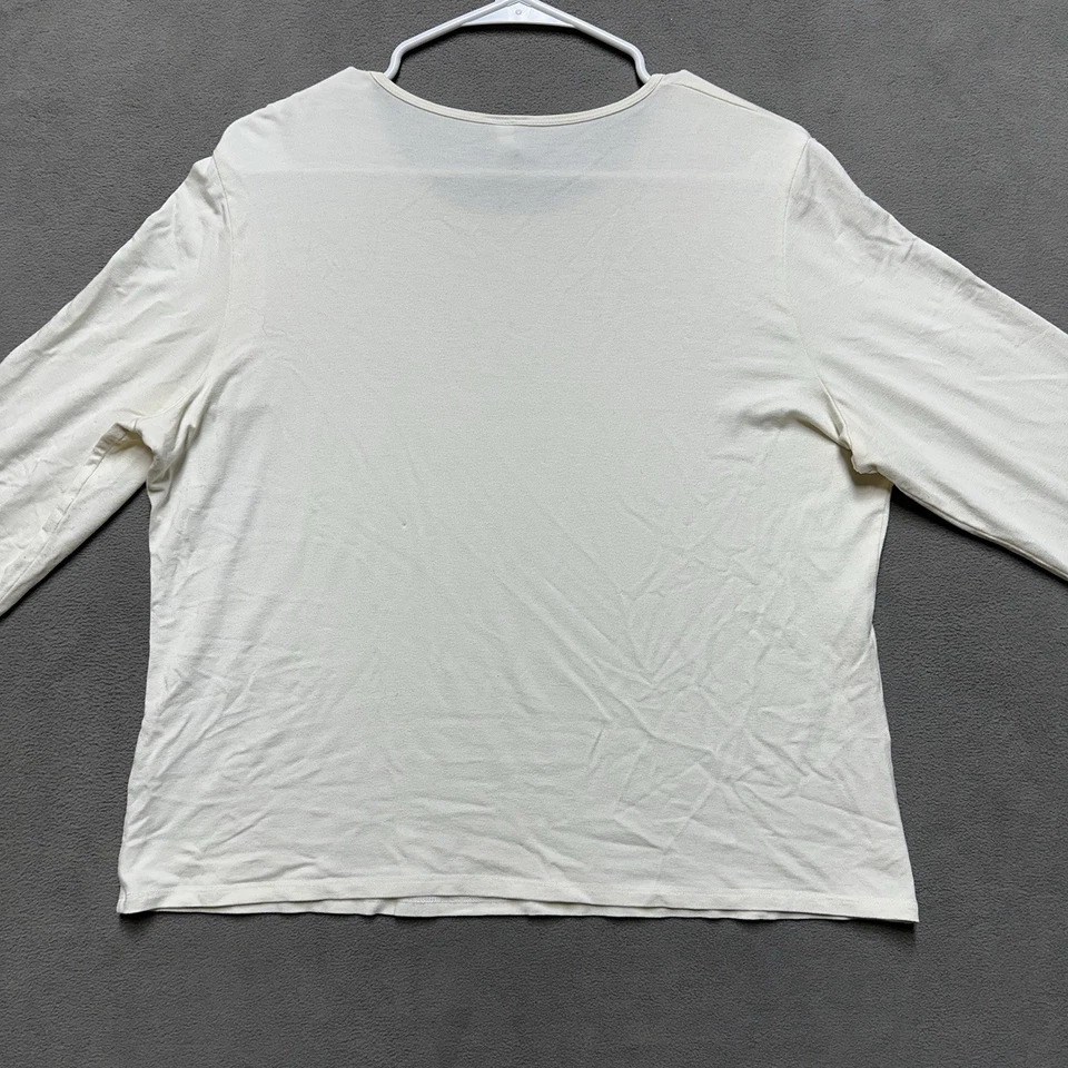 Top Eileen Fisher para mujer L crema marfil viscosa elástico manga larga hecho en EE. UU. Foto 2 de 4