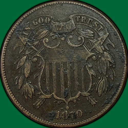 1870-P Two Cent Piece — photo from the most recent tracked eBay sale