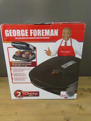George Foreman 2 Serving Grill Compact Size Non-Stick Grill GR10B - NEW!
