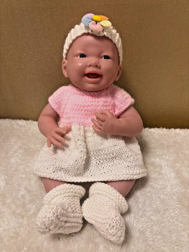 Berenguer Newborn Soft Body Baby Doll (Preloved) Pink Dress & Adoption Cert