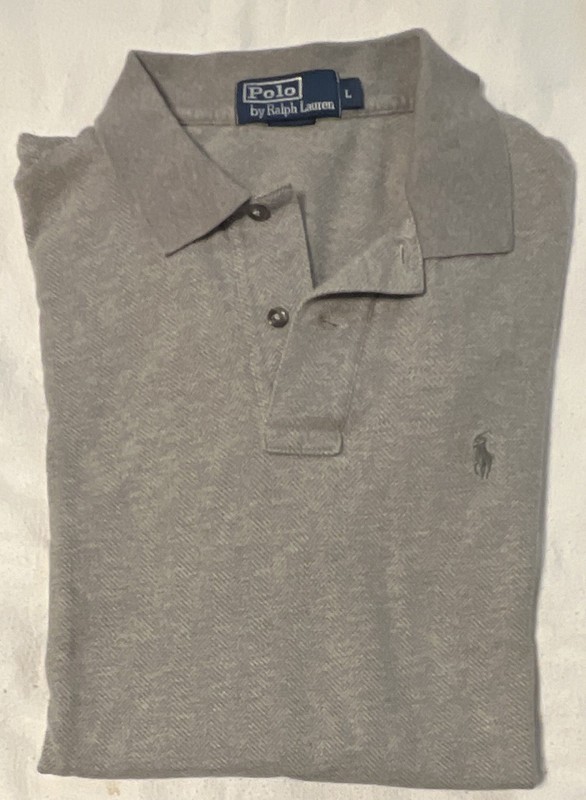 Polo by Ralph Lauren Men's Gray Solid Short Sleeve Collared Polo Shirt Size L