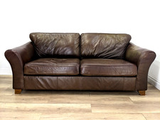SOFA 3 Seater Marks & Spencer Brown Leather Removable Cushions FREE DELIVERY