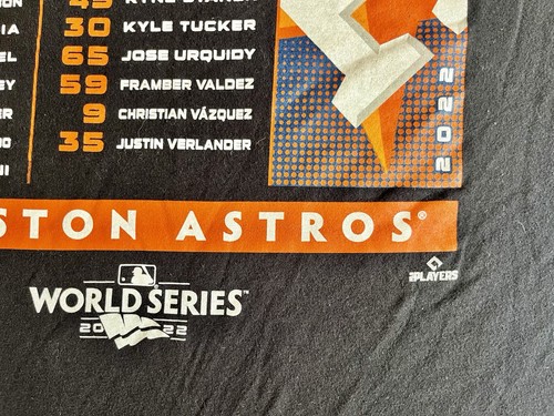 Houston Astros MLB Serie Mundial Campeones 2022 Hombre’s Camiseta Grande Licencia - Imagen 5 de 9
