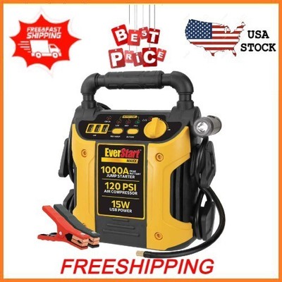 EverStart Maxx 1000 Peak Amp Jump Starter with 120 PSI Compressor, Pivoting LED