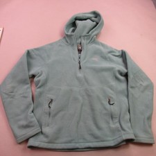 North Face Hoodie Womens Large Long Sleeve Pullover Hooded Pockets Green 1/4 Zip