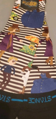 Stance Kids Black White Crew Polyester Cushion Stripe Willy Wonka Socks L 3-5.5 - Picture 4 of 9