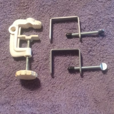 3pc C-Clamp & U-Style Screw Clamp Lot, 0.7in Jaw, Metal/Plastic