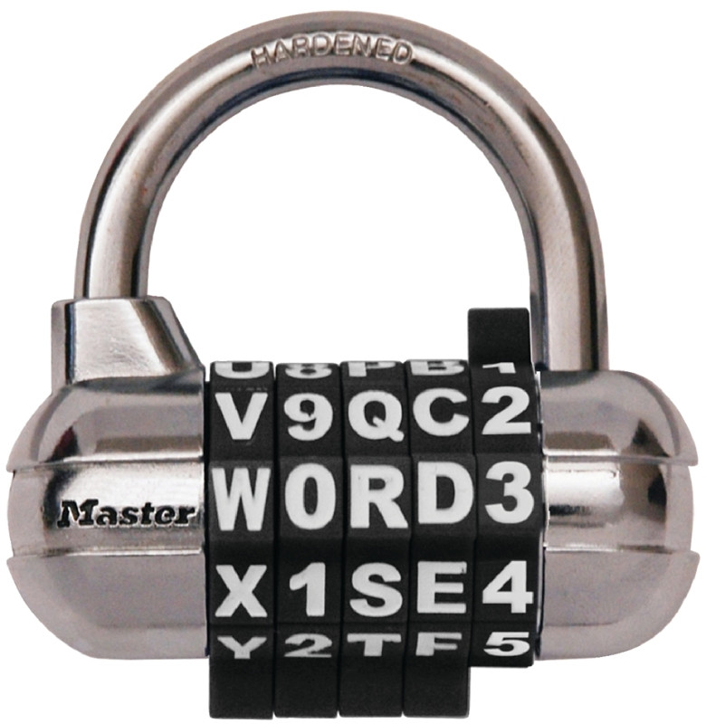 Master Lock Padlock, Set Your Own WORD Combination Lock, 2-1/2 in. Wide
