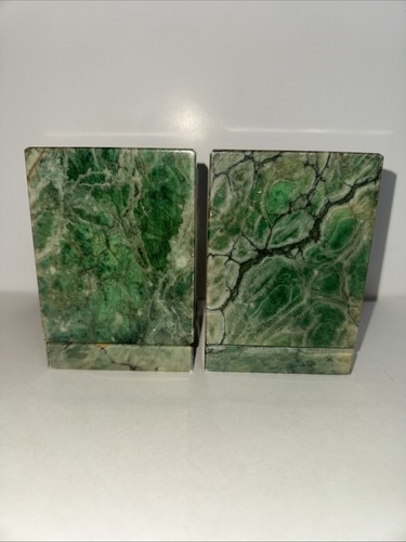 Vintage Genuine Alabaster Elephant Bookends Hand Carved Italy Trunks Up - Picture 3 of 13