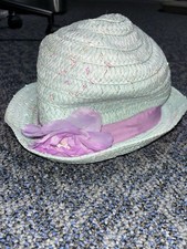 Girls Sparkly Green Fedora Hat Easter Purple Sash Bow Flower