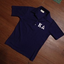 Vintage Kappa Delta Sorority Polo Shirt Navy Small Made in USA Single Stitch