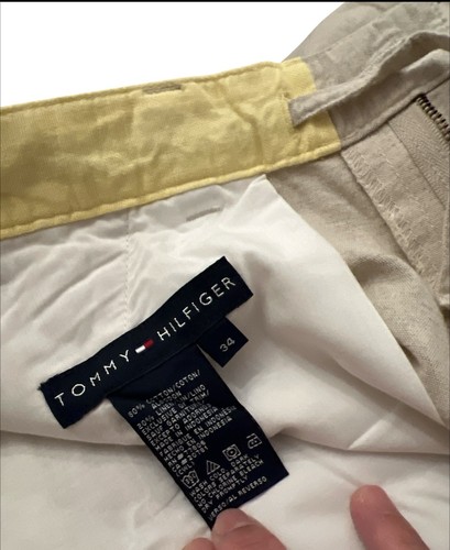 Tommy Hilfiger Cargo Shorts Mens Size 34 Beige Tan Beach Cotton Linen Casual - Picture 3 of 5
