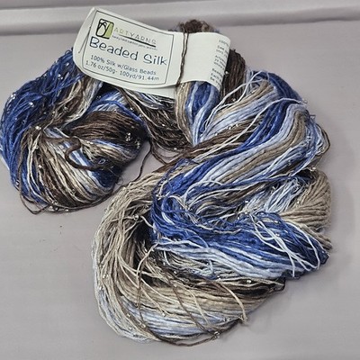 Artyarns Beaded Silk 100% Silk Glass Beads 50g 100yds Col # 143 Blue Brown Y6