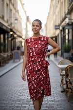 R & K Red and Black Rouched DRESS - SIZE 1X