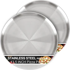 AWTBDP 13½ Inch Pizza Pan for Oven set of 2, Non-Stick Large Round Stainless ...