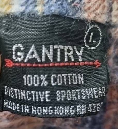 Herren Vintage Defekt Blau Uni Große Knöpfe Langarm Hemd Gantry - Bild 9 von 11